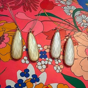 NWT Boutique White & Gold Water Drop Classy Statement Cream Crystal Earrings